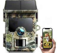 WOLFANG Solar Wildlife Camera 4K 30fps, Wi-Fi Bluetooth Trail Camera | with 120° Night Vision Motion Activated 0.1s Trigger Time IP66 Waterproof Game Camera for Wildlife Monitoring