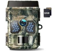 WOLFANG Solar Wildlife Camera 4K 48MP, Rechargeable Trail Camera with Night Vision Motion Activated 0.1s Trigger Time IP66 Waterproof Game Camera for Wildlife Monitoring with Micro SD Card