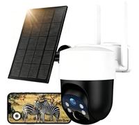WOLFANG Wildlife Camera, 4G LTE Cellular Trail Camera Solar Powered with 2.5K View Live Video, Pan 355°Tilt 110° Remote Adjustment, Security Camera with Night Vision Motion Activated,IP66 Waterproof