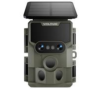 WOLFANG Wildlife Camera, 64MP 4K Dual Lens Solar Trail Camera with 120° Starlight Night Vision Motion Activated, Hunting Camera IP66 Waterproof, 0.1s Trigger Time for Wildlife Recording