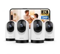WOLFANG WS03(4Pack) 2K PTZ Indoor Security Camera Pet Camera House Security | Dog Camera, Baby Camera Monitor, AI Motion Tracking, 360° View, Night Vision, Two-Way Audio, 2.4G WiFi, Plug-in