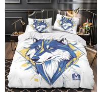 WolfArt 3D Printing Comforter Cover 3pcs 100% Microfibre Stain-Resistant DigitalIllustrationStyle Duvet Insert Cover 2 Pillow Shams Zippered Closure Bed Linen Adults Families Super king（260x220cm）