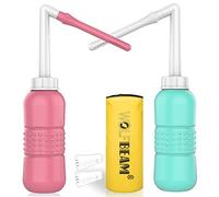 Wolfbeam 2pcs-Pack 450ml Portable Hand-held Vulva and Anus Cleaner and Personal Health Vaginal Washing Container, Travel Urinal Spray Scrubber for Personal Hygiene (Pink+Green 450ml)