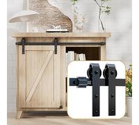 WOLFBIRD 106CM/3.5FT Cabinet Mini Sliding Barn Door Hardware Kit, Single Barn Door Track Set, Apply for Storage Window TV Stand Closet, J Shape(No Cabinet)