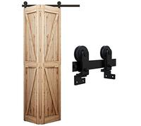 WOLFBIRD 120CM/4FT Bi-Folding Sliding Barn Door Hardware Kit, Heavy Duty Sturdy Barn Door Track Set, Smoothly and Quietly, for 2 Doors [Hardware Kit Only, No Door ]