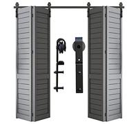WOLFBIRD 6FT/180cm Bi-Folding Barn Door Hardware Sliding Track Kit for 4 Doors,Heavy Duty [Hardware Kit Only, No Door ]