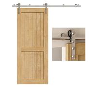 WOLFBIRD 6FT/183cm Sliding Track Barn Door Hardware Kit Stainless Steel Heavy Duty for Single Wood Door(Flat Head Hanger)