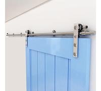 WOLFBIRD 9FT/274cm Sliding Track Barn Door Hardware Kit Stainless Steel Heavy Duty for Single Wood Door(Flat Head Hanger)