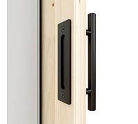 WOLFBIRD Sliding Barn Door Handle 30cm Pull and Flush Set Carbon Steel, Large Rustic Two-Side Design for Gates Garages Sheds Furniture