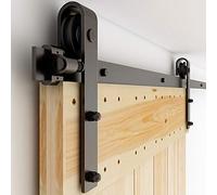 WOLFBIRD Sliding Barn Door Kit 5.5FT/173CM Black Heavy Duty Barn Door Sliding Hardware Track Kit for Single Wood Door 83.5CM Wide