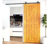 WOLFBIRD Sliding Barn Door Kit, 6.6FT/200CM Heavy Duty Closet Barn Track, Hardware Kit for Single Wood Doors, T Shape Hanger for Single Wooden Gate Interior