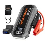 WOLFBOX 2000A Jump Starter Power Pack,12000mAh Car Starter Power Bank with 30W Quick Charge,LED Display,12V Car Battery Booster Jump Starter (7L Gas 6L Diesel Engine) with Booster,LED Light,Jump Leads