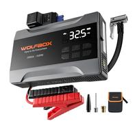 WOLFBOX 2000A Jump Starter with Air Compressor, 12V Car Battery Booster for Up to 5.0L Petrol / 2.0L Diesel Engines, Portable Tyre Inflator 150PSI with Display, Power Bank, LED Torch