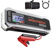 WOLFBOX 3000A Jump Starter,12V Car Battery Jump Starter with 65W Quick Charger,LED Display,59.2Wh Portable Jump Starter Battery Pack(8L Gas 6L Diesel Engine) with Booster,LED Light,Jumper Cables