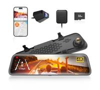 WOLFBOX G840S 12" 4K Mirror Dash Cam,Touch Screen Smart Rear View Mirror Camera, 4K+1080P Dash Cam Front and Rear, Night Vision, Reverse Assist, Included 32GB Card & GPS,24H Parking Mode