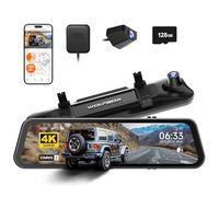 WOLFBOX G900 PRO Mirror Dash Cam with 8MP STARVIS IMX678, 12 inches Rear View Mirror Camera with Front 4K and Rear 2.5K, Included 128GB Card, Voice Control, 5.8GHz WiFi, Loop Recording, G-Sensor & GPS