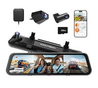 WOLFBOX G900 Tripro Cabin Version 3 Channel 4K Rear View Mirror Camera,8MP STARVIS IMX678 Night Vision,4K+1080P+2.5K Front Inside and Rear Mirror Dash Cam,5.8GHz WiFi,Voice Control,Includes 256GB Card