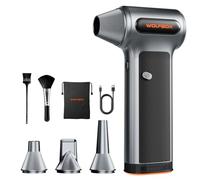 WOLFBOX MF200 Compressed Air Duster with Removable Battery, Super Power Cordless Blower - 3-Speed Adjustable, Long Life Mini Air Duster with 4 Nozzles for Computer Keyboard, Car Cleaning, Outdoor Use