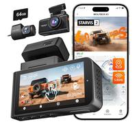 WOLFBOX X3 2.5K 60FPS Dash Cam, STARVIS 2 IMX675 with ADAS, 2.5K+1080P Dual Dash Cam Front and Rear, Built-in 5.8GHz WiFi & GPS, Included 64GB Card, Touch Screen, G-Sensor, Loop Recording
