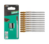 wolfcraft 10 Jigsaw Blade - Fine Curved Cuts, Mirrow-Cut - HCS Blade with T-Shank - Ideal for Hardwood and softwood - Cutting Depth 50mm - 8019100