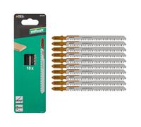 wolfcraft 10 Jigsaw Blade, Fine Cuts- HCS Blade with T-Shank - Ideal for chipboard and softwood - Cutting Depth 60mm - 8015100
