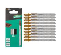 wolfcraft 10 Jigsaw Blade, Fine Cuts, Mirror-Cut - bi-Metal Blade with T-Shank - Ideal for Hardwood and softwood - Cutting Depth 50mm - 8016100