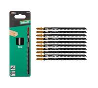 wolfcraft 10x HCS Jigsaw Blades T-Shank for Fast Cuts in Softwood