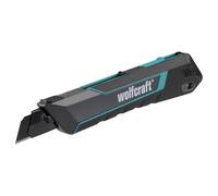wolfcraft 18 mm Snap-Off Blade Knife PRO Safety - Ergonomic Utility Cutter | Extra-sharp 2-component professional utility knife for carpet and wood, 30 percent better cutting performance, 4290000