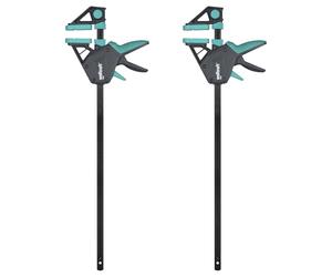 wolfcraft 2 one Hand Clamps PRO Ergo - Clamping Pressure 150 kg - 8672060 -The Convenient clamp for All-Round use - 450 mm Clamping Width -Made in Europe