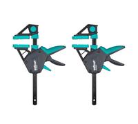 wolfcraft 2 one Hand Clamps PRO Ergo - Clamping Pressure 150 kg - 8675060 - The Convenient clamp for All-Round use -150 mm Clamping Width - Made in Europe