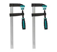 wolfcraft 2X Screw Clamps, 300 mm F-Clamps with 270 kg Force for | Durable hollow profile rail and ergonomic handle for DIY gluing. Includes protective rubber caps, article 8647000.