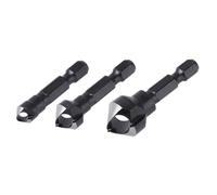 wolfcraft 3-Piece Deburring Counter Set, 8-16 mm, Hex Shank for Wood