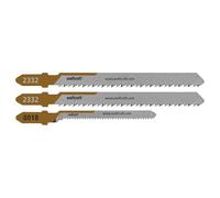 wolfcraft 3-Piece Jigsaw Blade Set for Parquet Flooring, Mirror Cut T-Shank