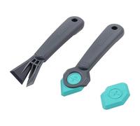 wolfcraft 4-Piece Joint Renewal Kit - Scraper and Silicone Smoother Set | Ergonomic tools with edge and round profiles for acrylic or silicone sealing projects. Includes holder. 4334000