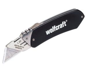 wolfcraft Aluminium Leisure Knife with Retractable Blade I 4124000 I Lightweight Trapezium Blade Knife for on The go