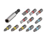 Wolfcraft Bit Set Flat And Crosshead (Ph/pz) With Solid Bits & Bit Holder, 12Pcs