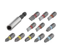 wolfcraft Bit Set Flat/Crosshead (PH/PZ), 12 Pcs. I 2445000 I 11 Solid bits in Various Sizes, incl. bit Holder