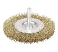 wolfcraft Brass Wire Wheel Brush - Ø 75 mm Polishing Disk - Hex Shank