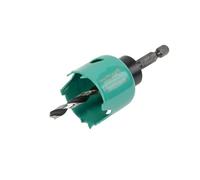 wolfcraft Carbon Steel Hole Saw, Ø 40 mm Wood & Drywall Cutter | For electrical and plumbing installs, 30 mm cutting depth, with mandrel and centring drill bit, 5965000