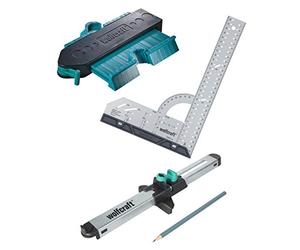 wolfcraft Complete Laminate and Design Flooring Kit with Contour Gauge | Includes universal angle & try square and laminate fitter for precise measurement and tracing of cutting lines. 6976000