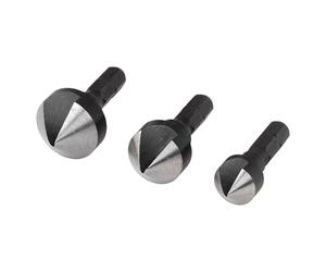 wolfcraft Conical Countersink Set, Ø 12-19 mm, Hexagon Shank, 3 Pcs. I 2584000 I For countersinking of drill holes for flush screw connections in wood, non-ferrous metal and plastic