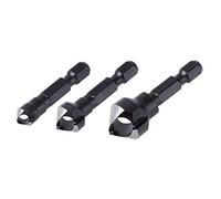 wolfcraft Deburring Counter Set, Ø 8-16 mm, Hexagon Shank, 3 Pcs. I 4375000 I for deburring and countersinking bore holes in wood, non-ferrous metal and plastic