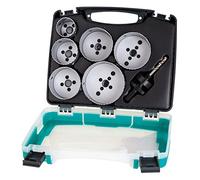 wolfcraft "Electricity" Bi-Metal Hole Saw Blade Set, 7 Pcs. I 5423000 I for Wood, Plastics, Metals and Drywall Materials, Ø 40-86 mm, Cutting Depth 40 mm