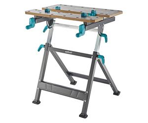 wolfcraft MASTER 650 ERGO Height-Adjustable Clamping and Working Table - Folding Workbench with 120 kg Load, 65° Swivel, FSC Tabletop - Made in EU - 6870000