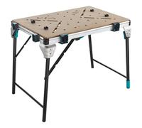 wolfcraft MASTER work 1600 Mobile Workbench - Folding MDF Work Table | Stationary equipment support with 1035 x 695 mm surface and 120 kg load capacity. Free-standing storage. 6909000