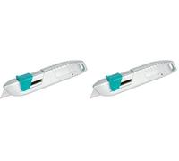 wolfcraft Metal Safety Trapezium Blade Knife I 4134000 I Trapezium Blade Knife with Safety Function (Pack of 2)