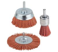 wolfcraft Nylon Wire Brush Set 3 Pcs., aggressive I 2741000