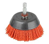 wolfcraft Nylon Wire Cup Brush, aggressive, Ø 65 mm, Hexagon Shank I 1506000