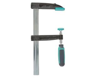 wolfcraft PRO 400 Screw Clamp - 300 mm F-Clamp for Professional Woodworking | Heavy-duty cast iron arms with ergonomic handle, 400 kg pressure, hollow profile rail for torsion resistance. 3620000