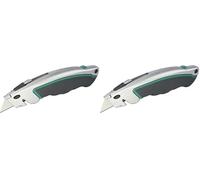 wolfcraft Quick-Change Trapezium Blade Knife with Retractable Blade I 4131000 I Trapezium Blade Knife for demanding Applications (Pack of 2)